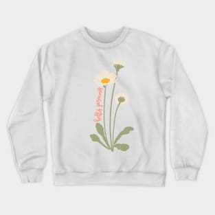 Daisy Flower Illustration With Latin Name Bellis Perennis Crewneck Sweatshirt